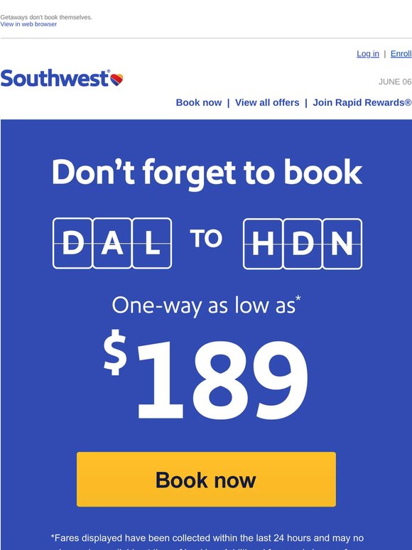 It's official. You've got a low fare to Steamboat Springs!