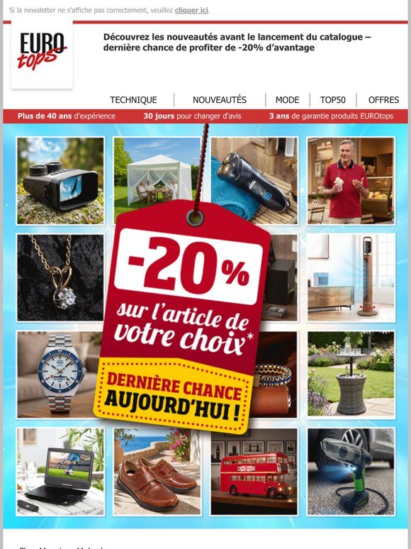 Dernière chance : -20% sur votre article préféré parmi les nouveautés