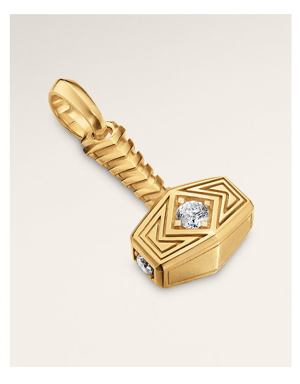 Thor Hammer Amulet18K Yellow Gold with Diamonds, 25mm