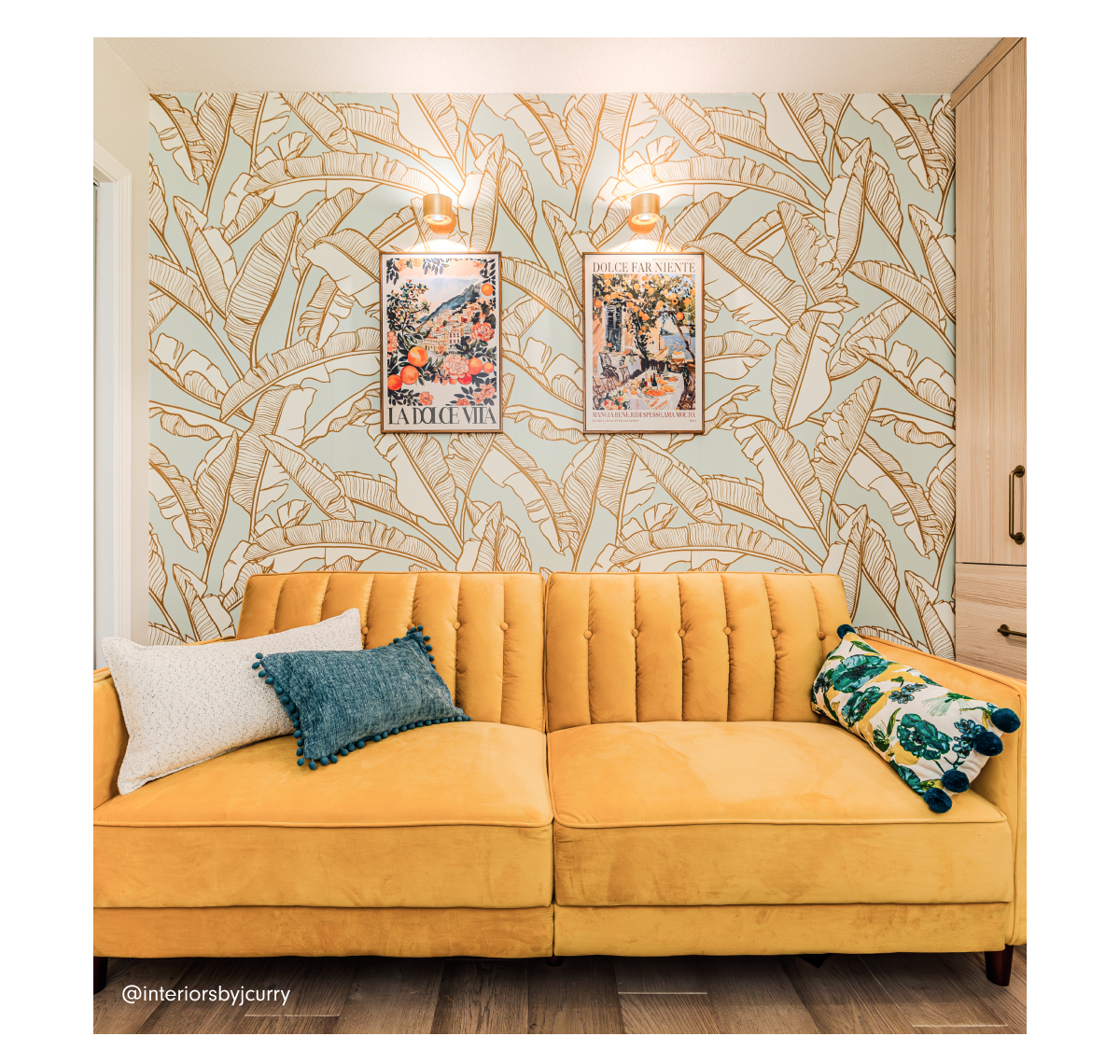 Banana Leaves wallpaper in a stylish office