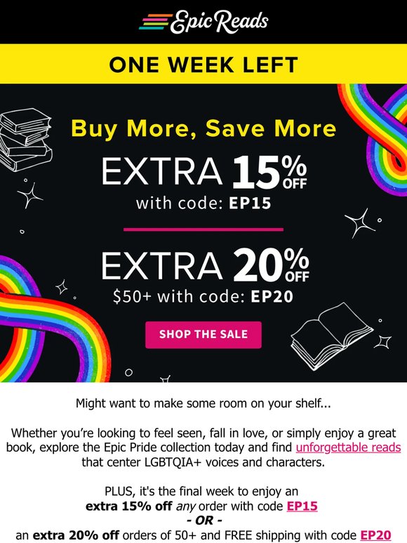 READ WITH PRIDE! 📚(open for an extra 15% off your TBR!)