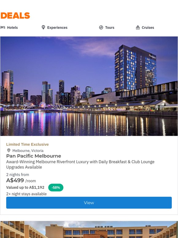 Pan Pacific Melbourne Award-Winning Luxury w. Daily Breakfast