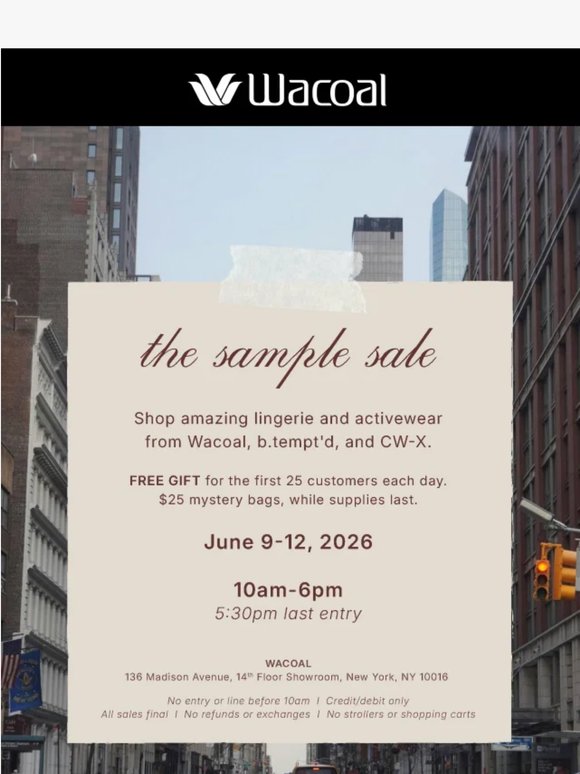Attn NYC: Wacoal Sample Sale Starts Tomorrow