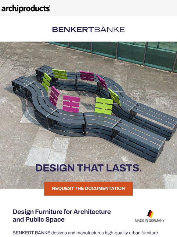 High-quality urban furniture made of stainless steel by Benkert Bänke