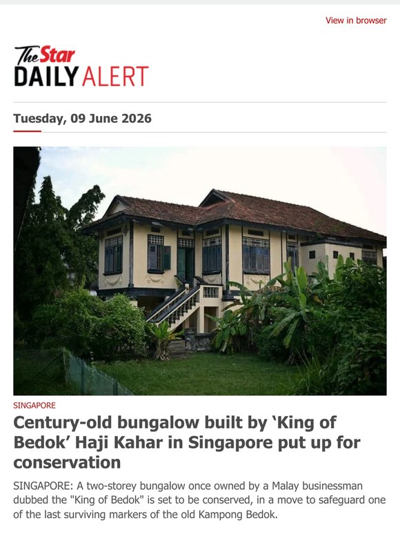 Century-old bungalow built by ‘King of Bedok’ Haji Kahar in Singapore put up for conservation