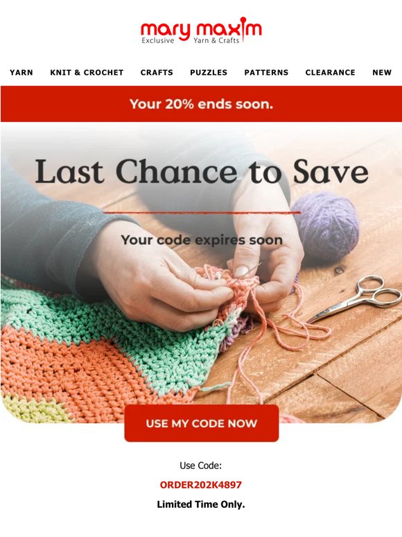 Your yarn — now 20% off 🧶