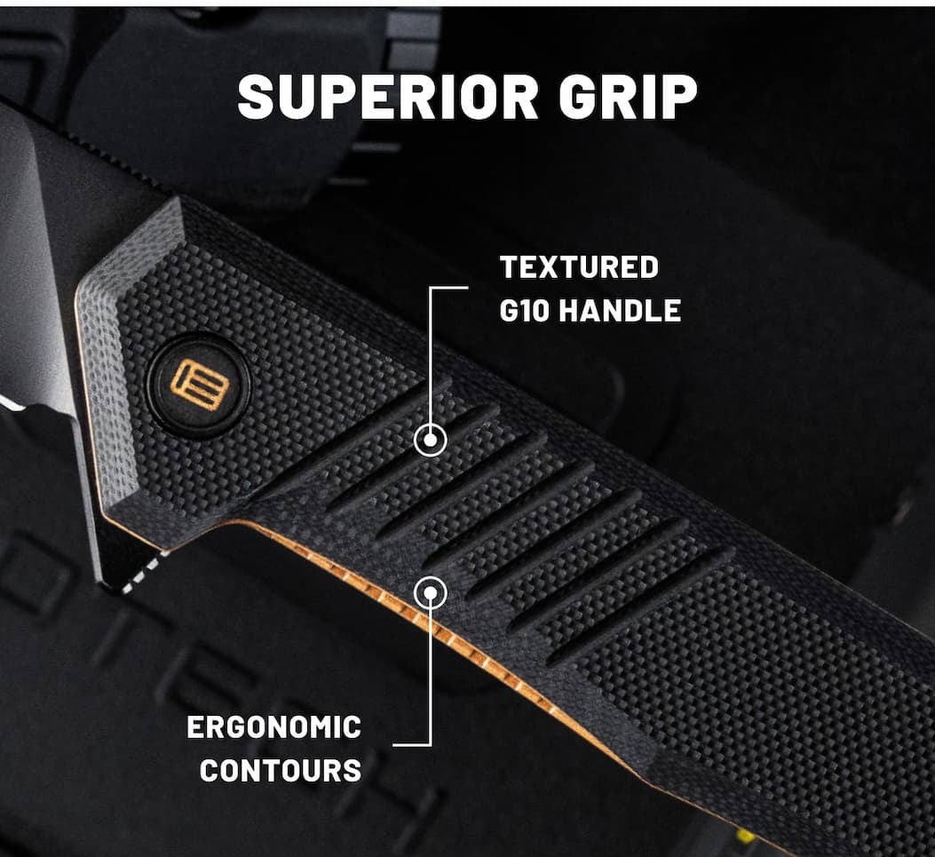 F1 x Eotech Folding knife with Textured G10 handle with ergonomic grip contours