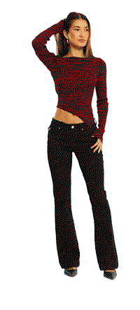 Red Long Sleeve Knit With Side Split
