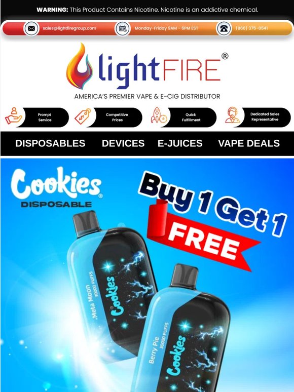 ⚡ Buy 1, Get 1 Free — Cookies 30K Puff Disposable — Limited Supply