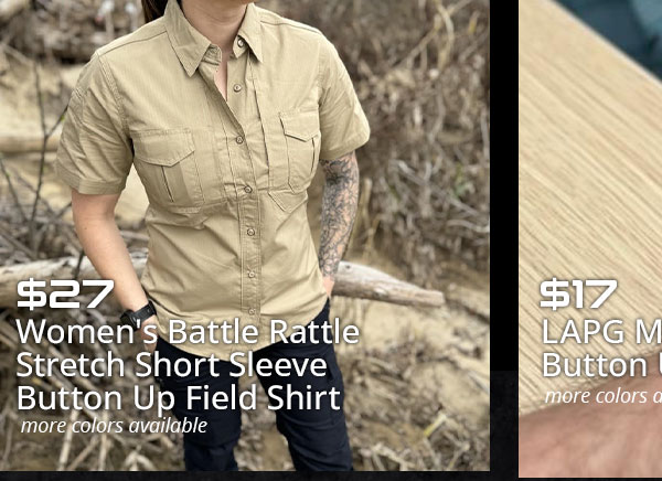 BATTLE RATTLE STRETCH SHORT SLEEVE BUTTON UP FIELD SHIRT