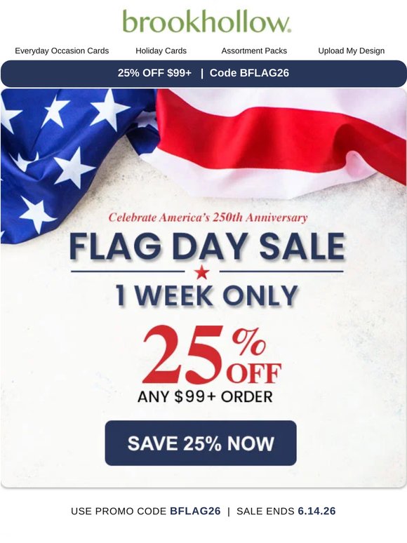1 WEEK ONLY: Save 25% at the Flag Day Celebration Sale!