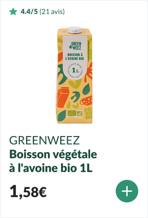 Boisson végétale à l'avoine bio 1L