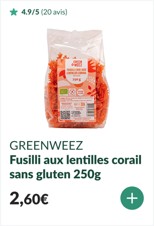 Fusilli bio aux lentilles corail sans gluten 250g