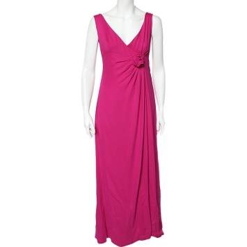 Pink Crepe Slit Detail Draped 