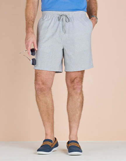 Mens Linen Look Pull On Cotton Short