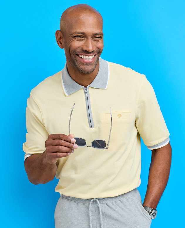 Men's 2 Pack Cotton Zip Neck Pique Polo