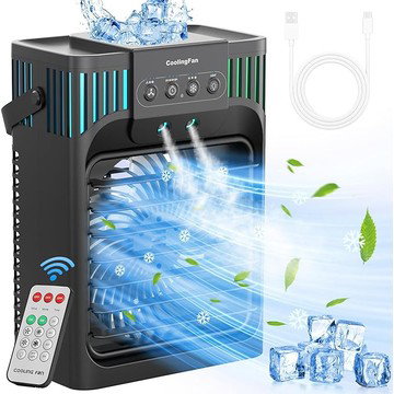 TIOKVIOP Portable Air Conditioners Evaporative Air Cooler Remote 3 Speed - Black