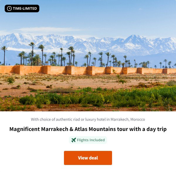 Magnificent Marrakech & Atlas Mountains tour with a day trip