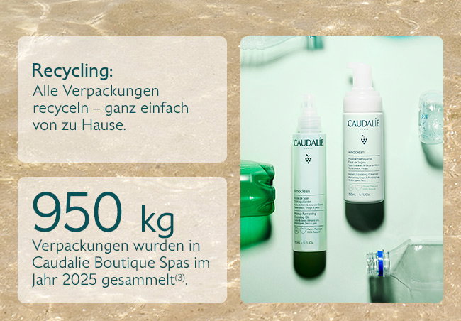 950 kg Verpackungen wurden in Caudalie Boutique Spas im Jahr 2025 gesammelt(3).
