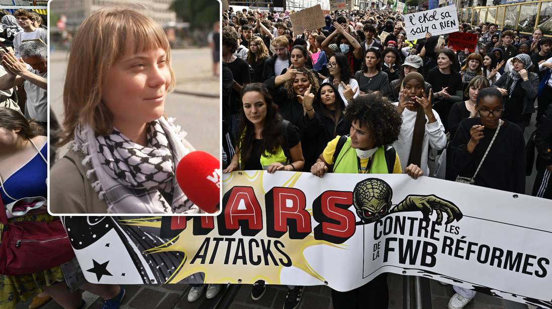 Protestmars met 2.500 betogers komt aan in Brussel-Centraal: ook activiste Greta Thunberg protesteert mee
