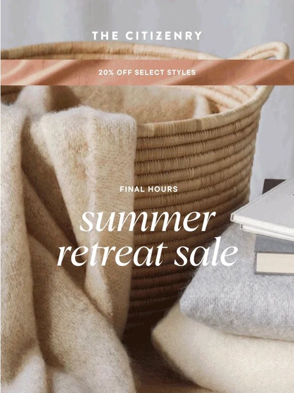 20% off sitewide ends TONIGHT