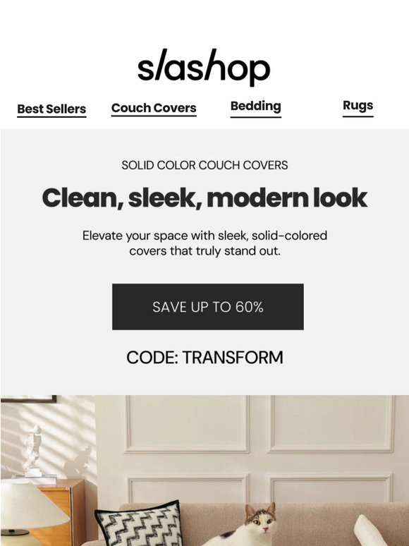Solid Colors Steal the Show! Up to 60% Off on Couch Covers!✨