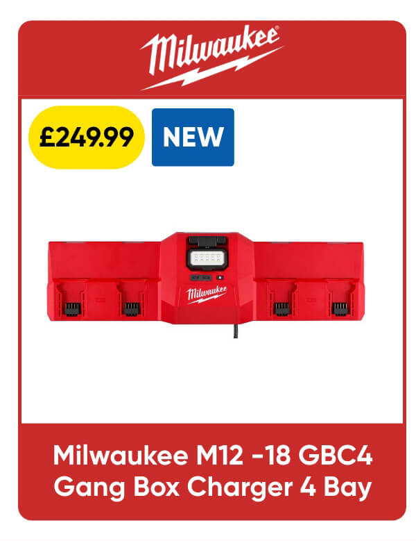 Milwaukee M12 -18 GBC4 Gang Box Charger 4 Bay