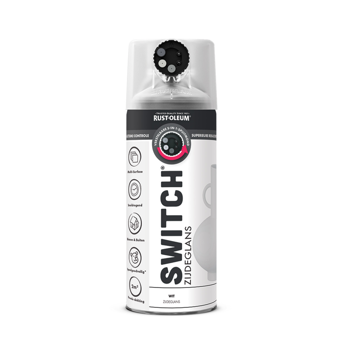 Rust-Oleum Switch Spuitlak - Zijdeglans Wit - 0,4L