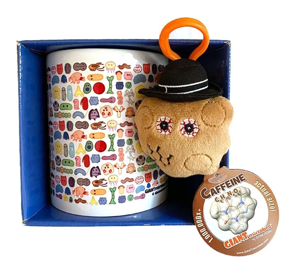Caffeine plush on mug