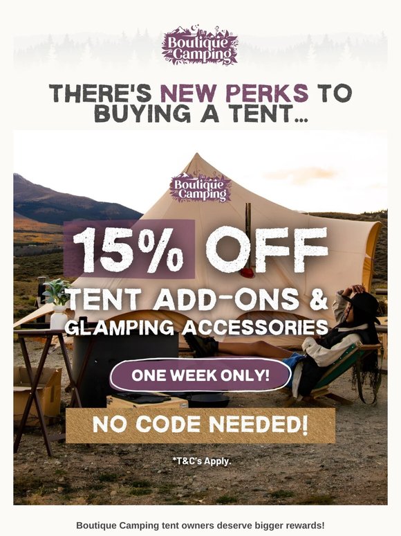 ⛺️ COMPLETE THE SET UP WITH 15% OFF!