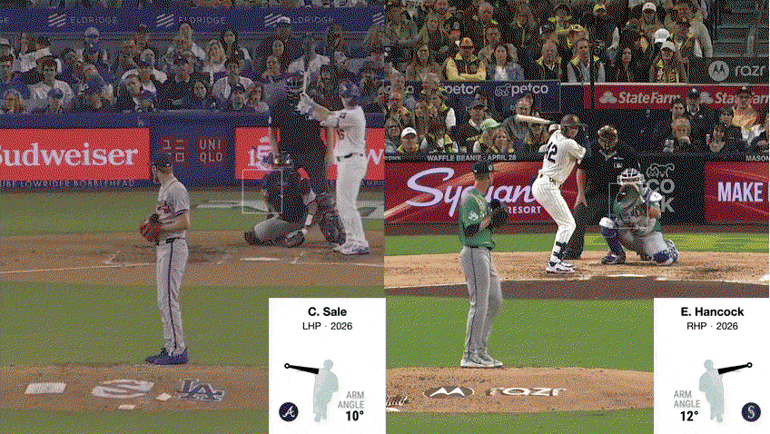 An animated GIF of Chris Sale vs. Emerson Hancock
