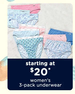starting at $20 women's 3-pack underwear
