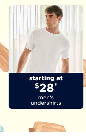 starting at $28 men's undershirts