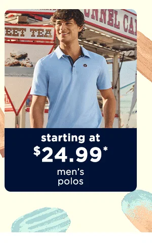 starting at 24.99 men's polos