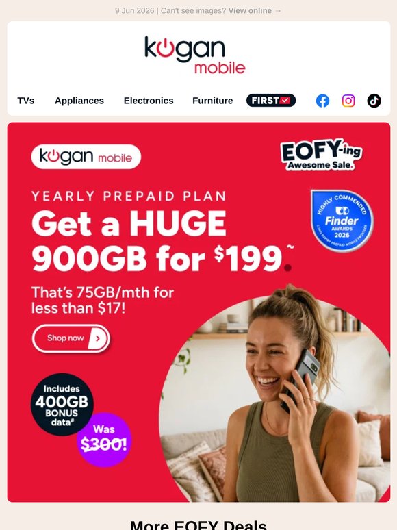 EOFY Sale: 900GB yearly prepaid plan for just $199!~ 🤯