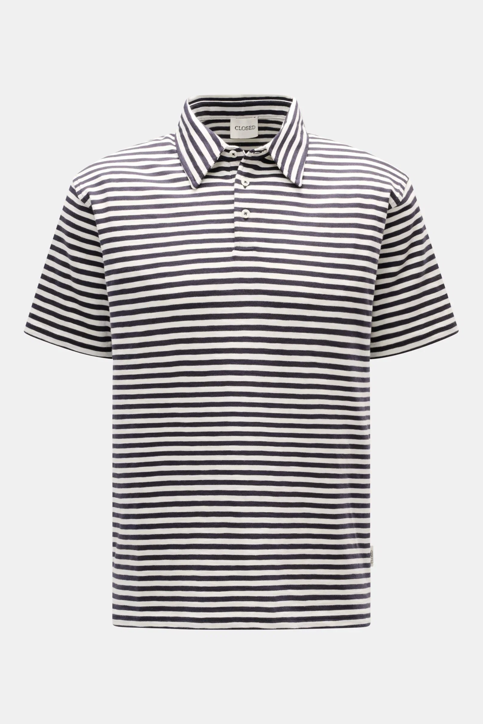  Kurzarm-Strickpolo dark navy/creme gestreift