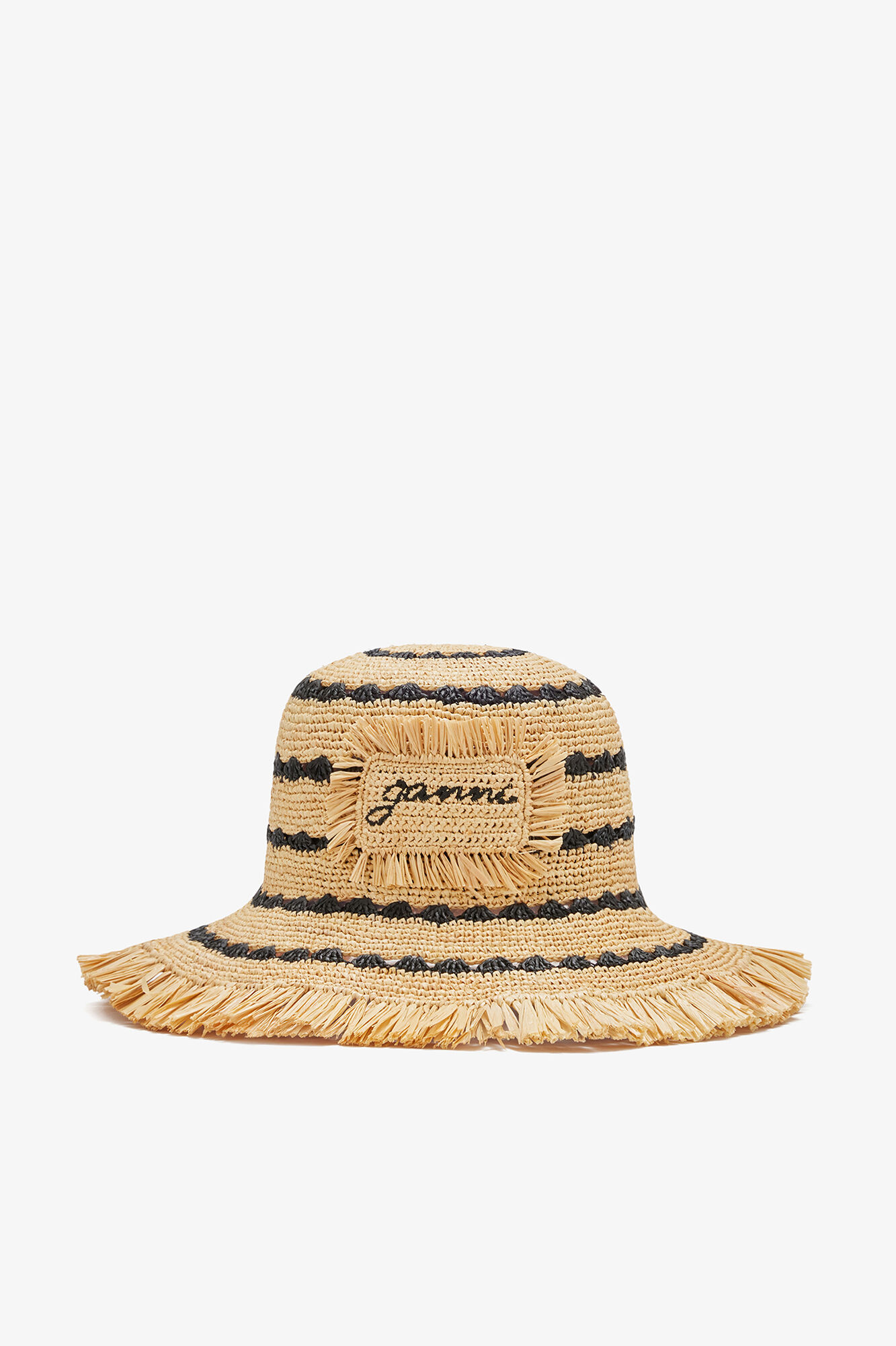 Bucket Hat in Striped Raffia