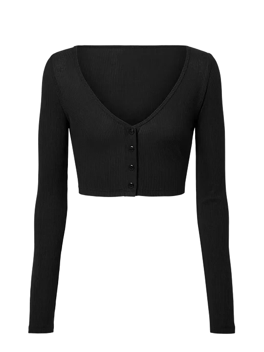 Ribbed Cropped Whisper Cardigan