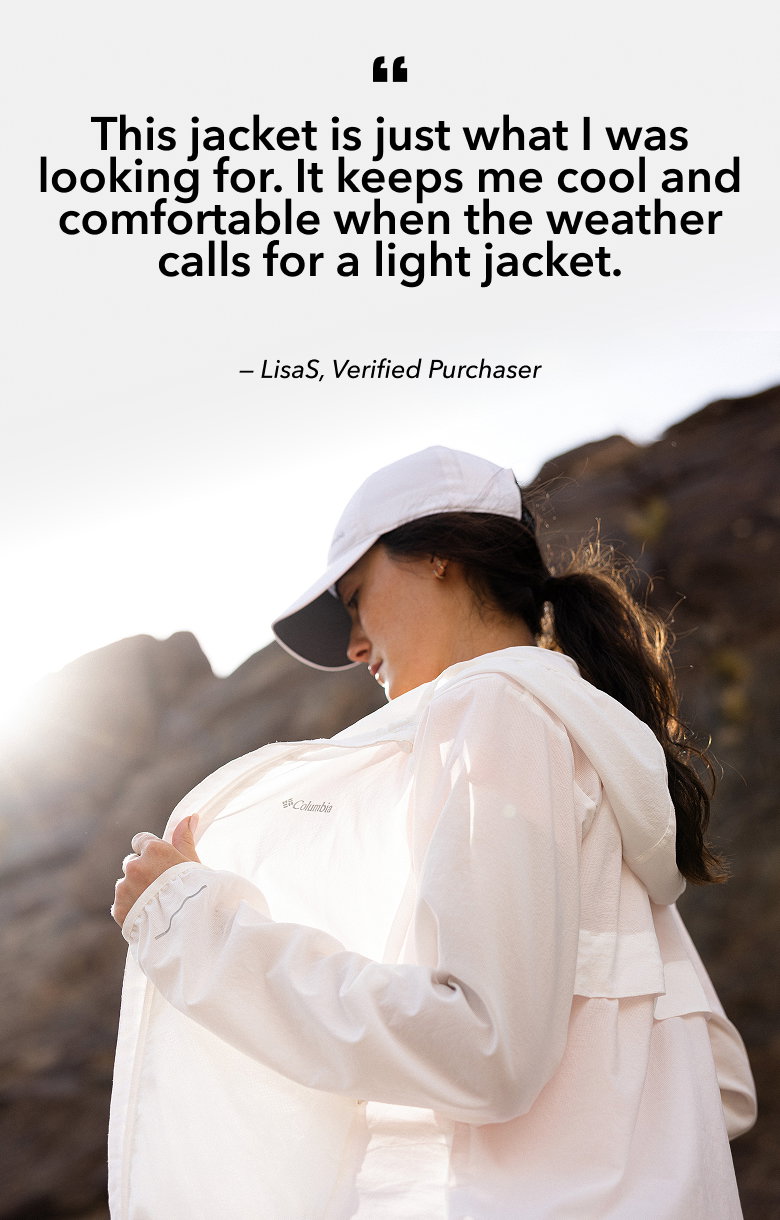 Women's white windbreaker.