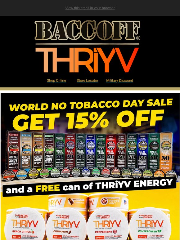 15% OFF and Free Can