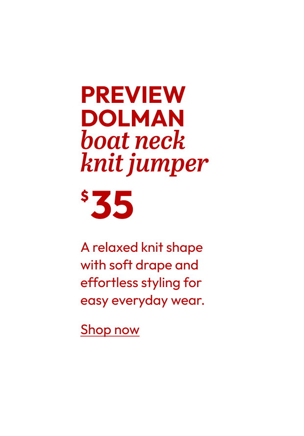 PREVIEW DOLMAN boat neck knit jumper