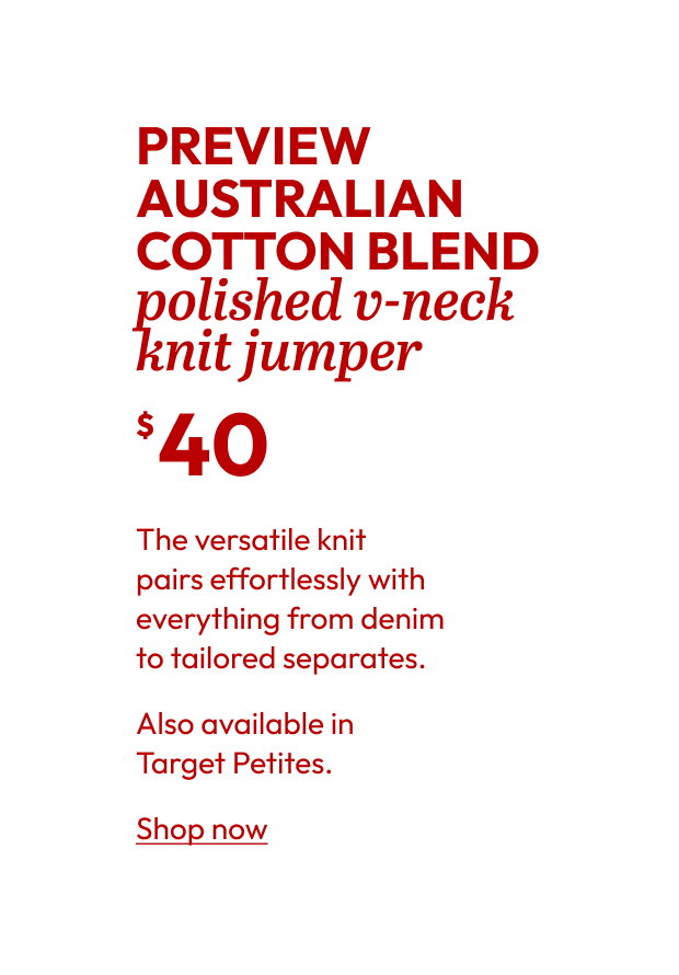 PREVIEW AUSTRALIAN COTTON BLEND polished v-neck knit jumper