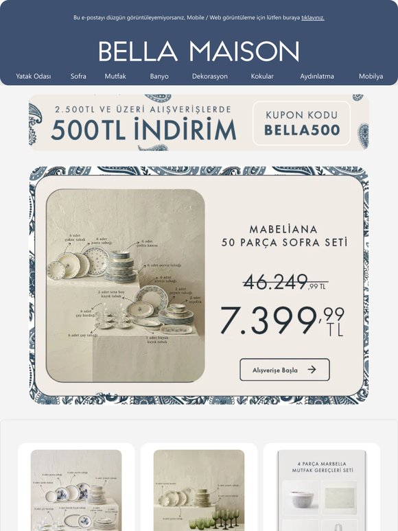 💙Setli Al Kazan💙 Mabeliana 50 Parça Sofra Seti 7.399,99 TL!