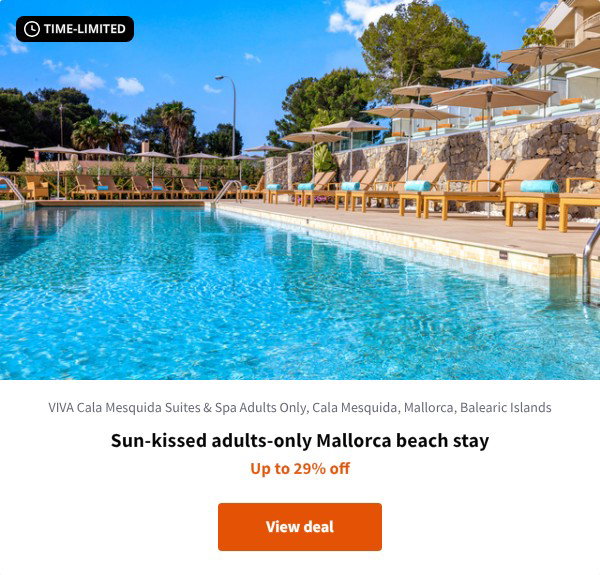 Sun-kissed adults-only Mallorca beach stay