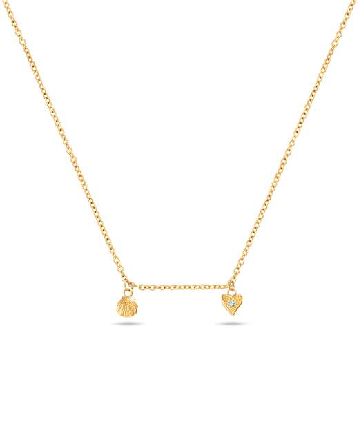 Written In The Sand Mini Charm Necklace (Gold)