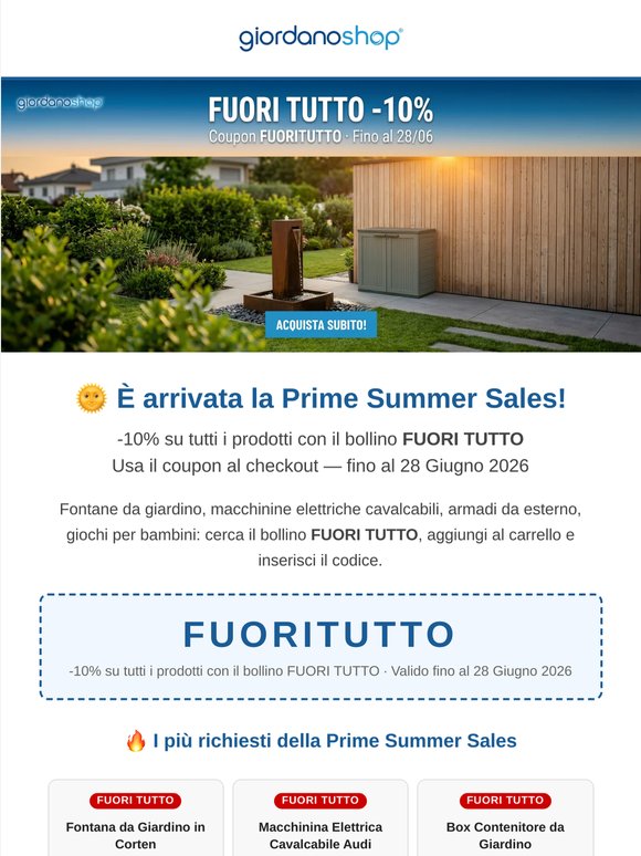 🌞 È arrivata! Prime Summer Sales: -10% con FUORITUTTO