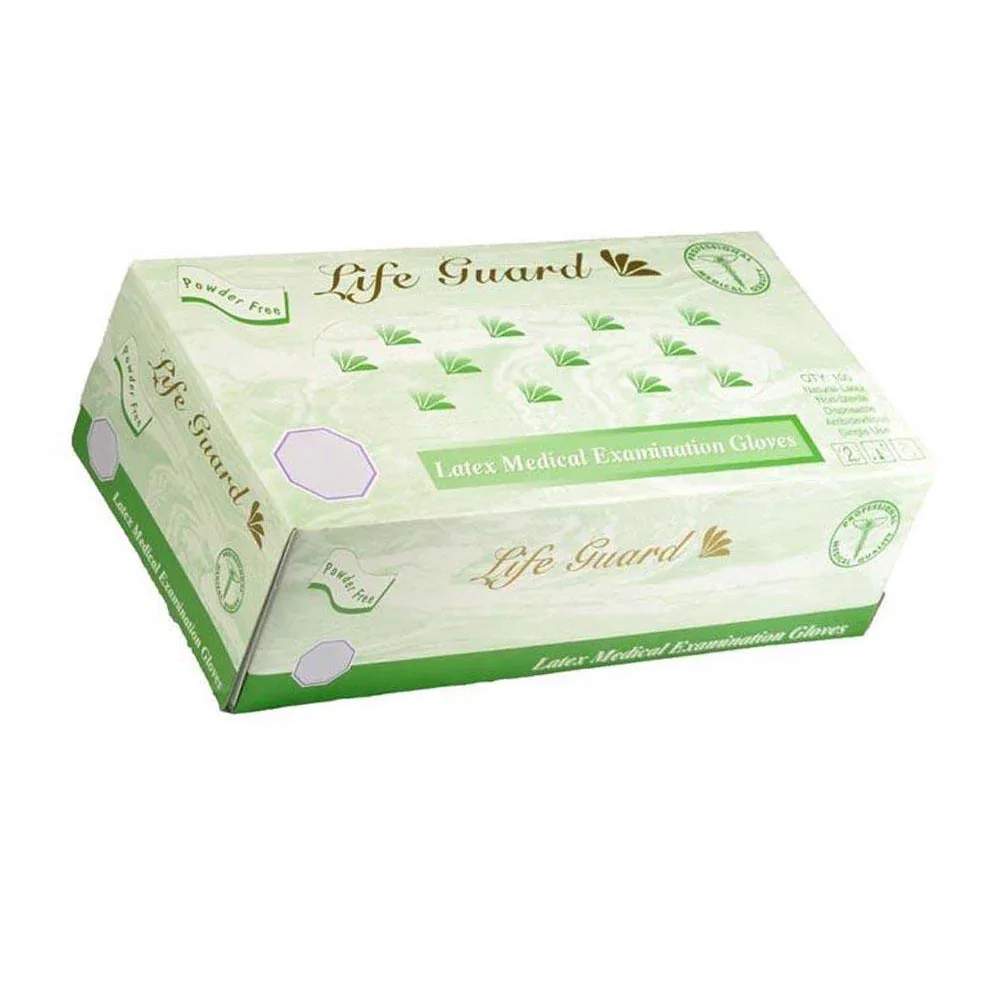 Image of Life Guard - 4.5 Mil 100Pcs Textured White Color Powder Free Latex Medical Exam Gloves - Box