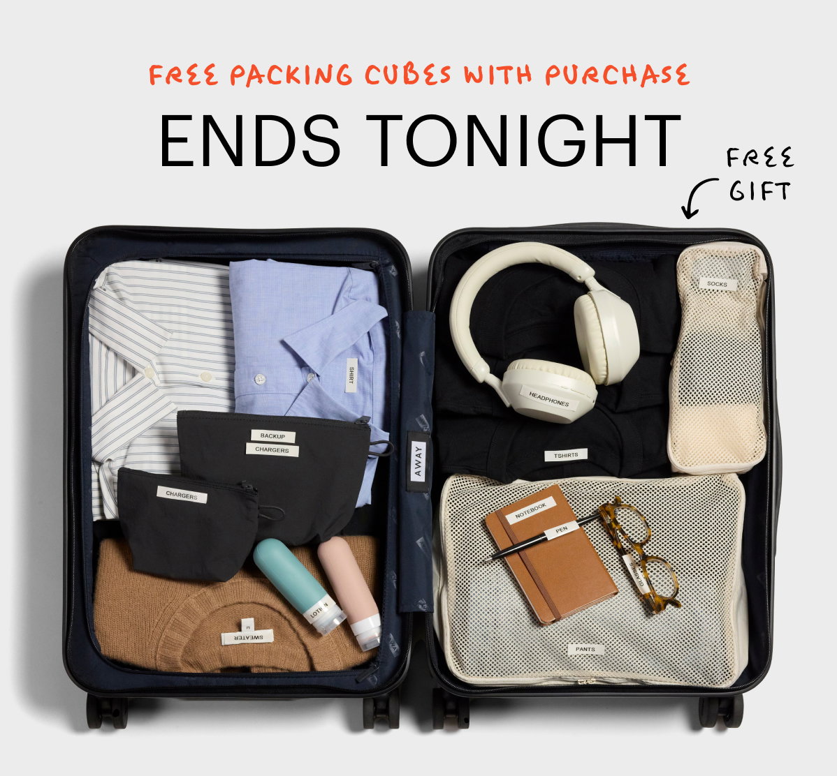 FREE PACKING CUBES WITH PURCHASE | ENDS TONIGHT