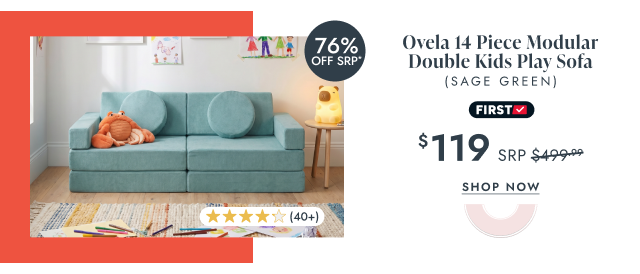 Ovela 14 Piece Modular Double Kids Play Sofa (Sage Green)