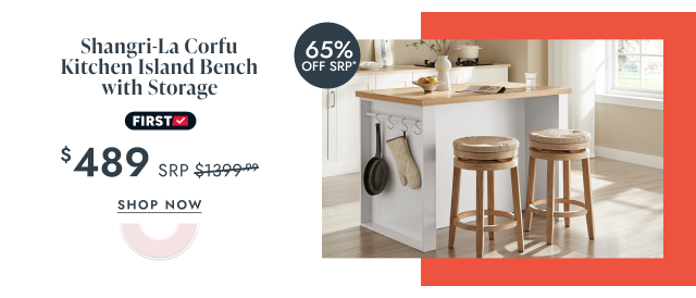 Shangri-La Corfu Kitchen Island Bench with Storage